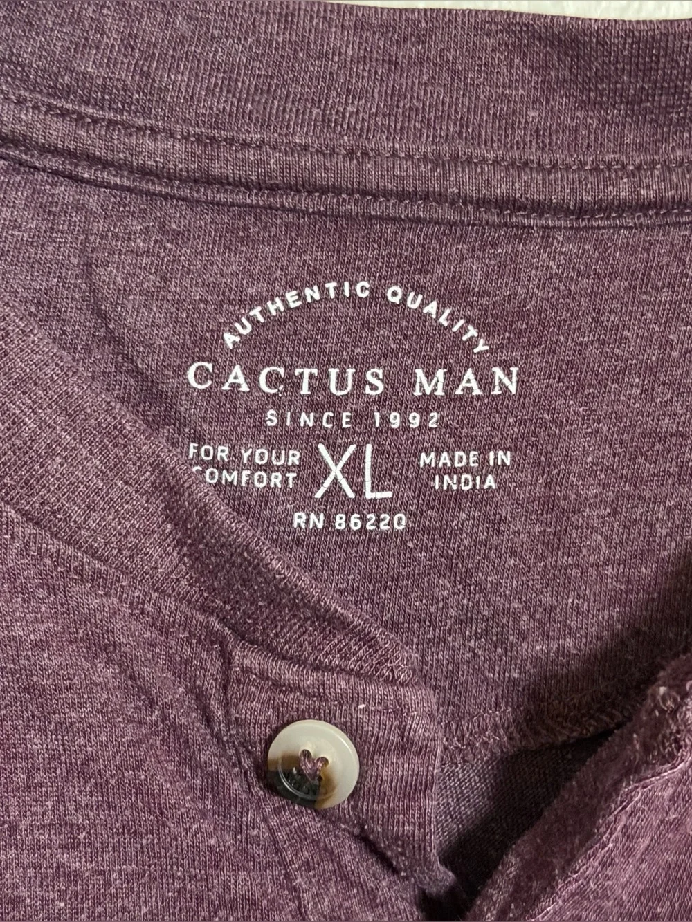 Cactus Man Minimalist Henley Short Sleeve Shirt‎ Casual Purple Plum size XL